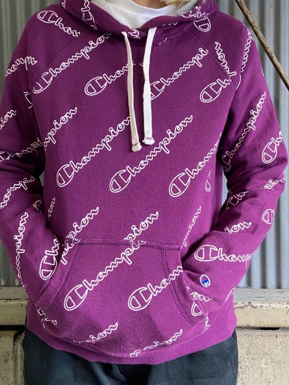Champion Purple Logo Hoodie